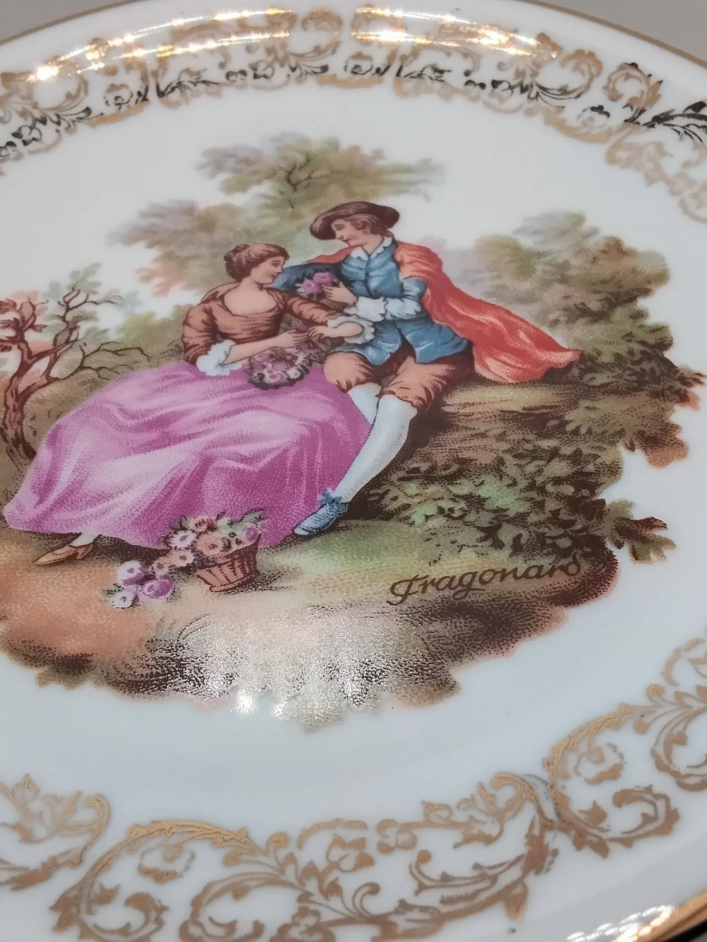 Vintage Bavarian Gloria Fine Porcelain Fragonard Pedestsal Cake Stand - EUC
